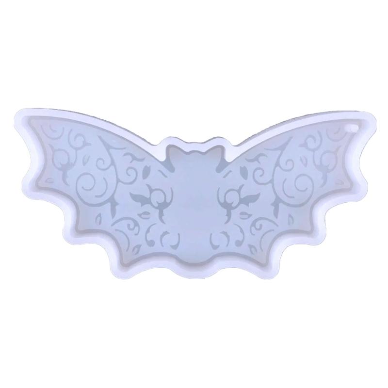 

DIY Shiny Halloween Bat Keychain Silicone Mold with Hole for DIY Luggage Tag Resin Casting Mold Trinket Earring Pendant