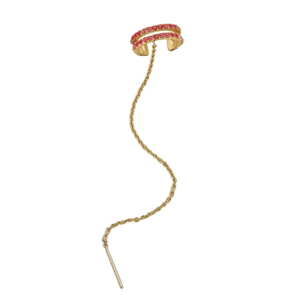 1 pieza Pendiente de clip para oreja en forma de C con cadena y borla para mujer