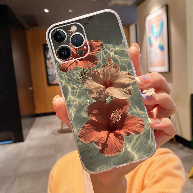 Phone Case For Iphone 17ProMax 17 Pro Air 16 15 14 13 Pro Max 16 15 14 13 Pro 15Plus Blue Sea Flower Water