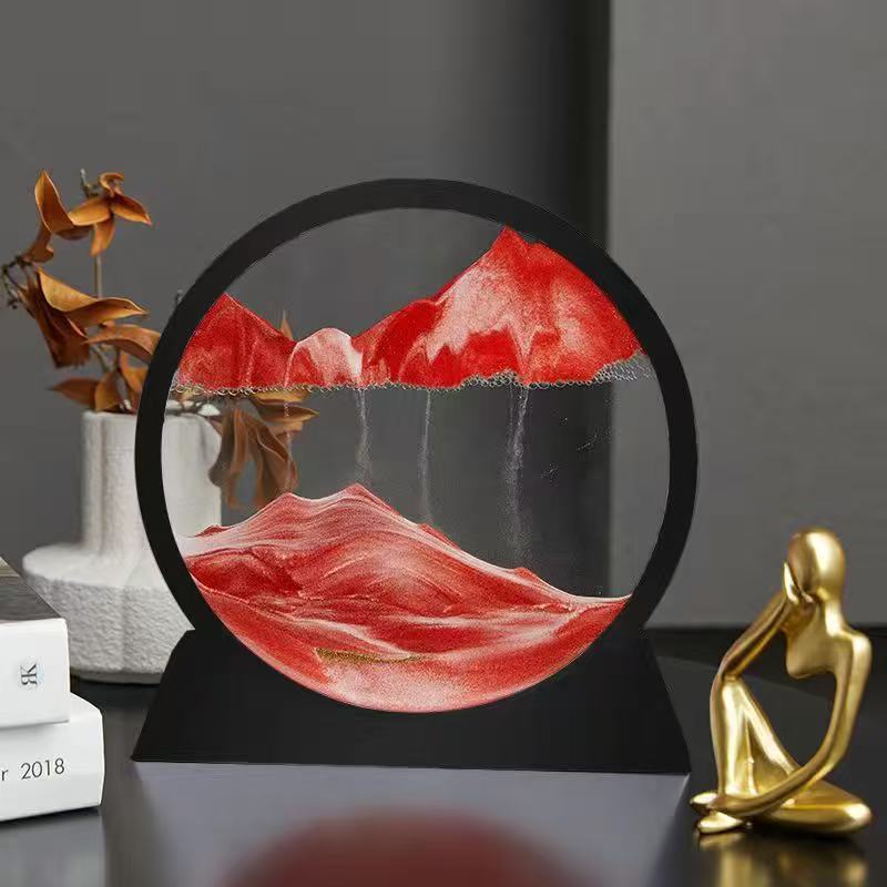 

3D Moving Sand Art Picture Round Glass Deep Sea Sandscape Hourglass Quicksand Craft Flowing Sand Painting Office Home Decor Gift 7inch