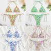 European & American Stylish Women's Printed Bikini - Two-Piece Bandage Swimwear for Beach Vacations.