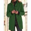Long Sleeve Single Breasted Button Coat Jacket for Women Solid Color Autumn Winter