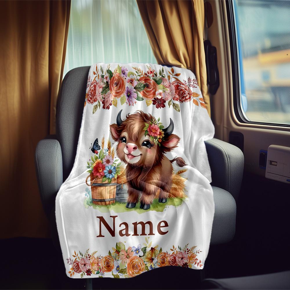 Cute Bunny With Glasses And Bowknot Home Customize Your Name Blankets Soft Cozy Lightweight Allseason Multipurpose Blanket For Picnics Sofas Offices