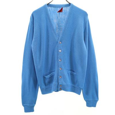 70er Kingsroad Vintage Langarm Strick-Cardigan M Blau KINGS ROAD Herren Gebraucht