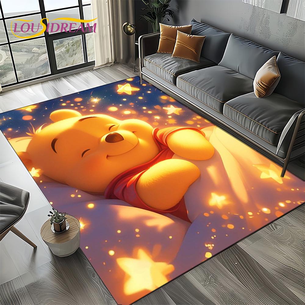 Tappeto Tappetino Decorativo Tappeto Cartoon Orso Winnie Pooh Carino 3D per Camera da Letto Soggiorno Casa Divano, Gioco Bambino Decorazione Grande Tappetino Pavimento Regalo