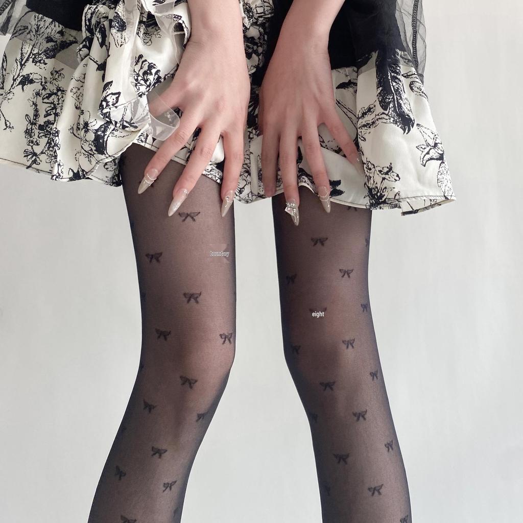 2024 Spring/Summer Core-Spun Jacquard Stockings: Ultra-Thin Slimming Socks with Polka Dots & Hearts