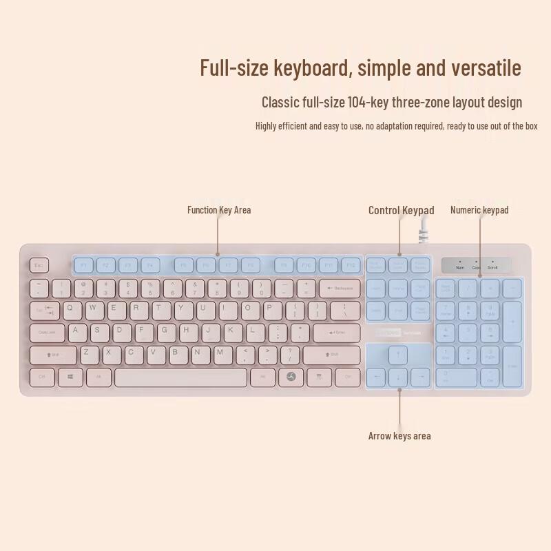 Lenovo KL31 Pink Wired Full-Size USB Keyboard