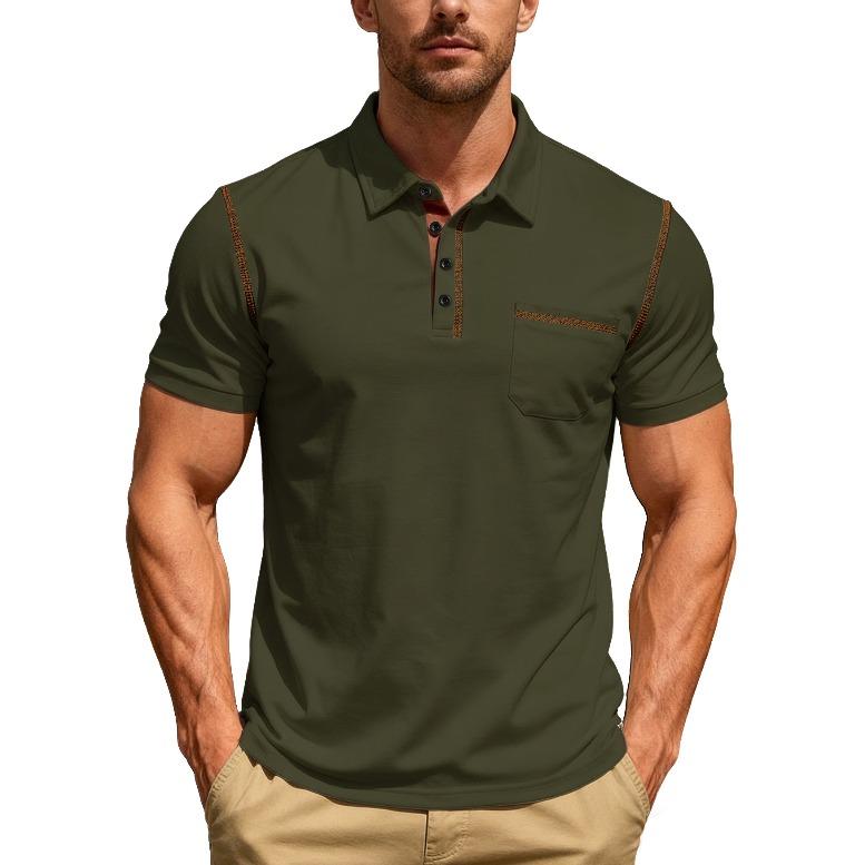 European, American Summer New Solid Color Men's Short Sleeves In Stock, Casual Business Sports Lapel Polo Shirt