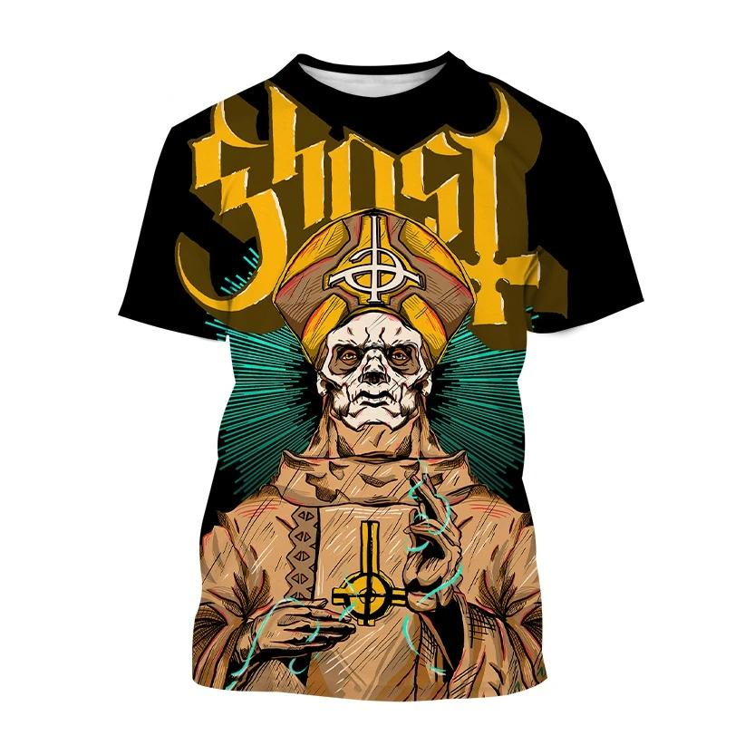 NGhost Band Trička s 3D potiskem Muži Ženy Ležérní Móda Streetwear Oversized Tričko s krátkým rukávem Dětská Trička Topy Pánské oblečení