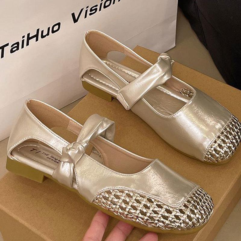 Märke trasig kod rea första lager kohud damskor mjuk sula inte trötta fötter enkelskor Mary Jane-skor inre höjdhöjande skor tofflor