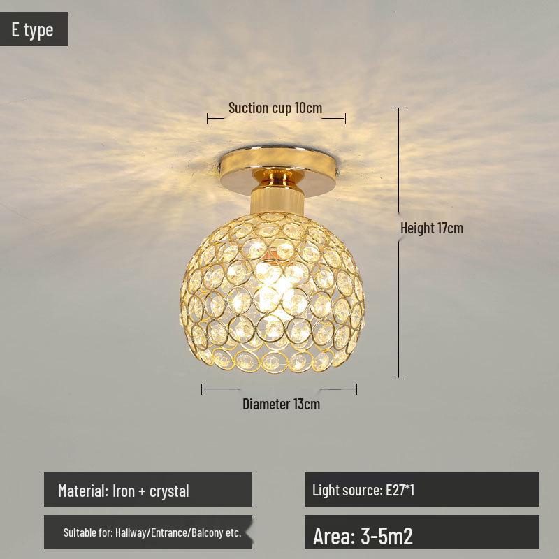Nordic Minimalist Crystal Ceiling Light for Entrance, Foyer, or Balcony