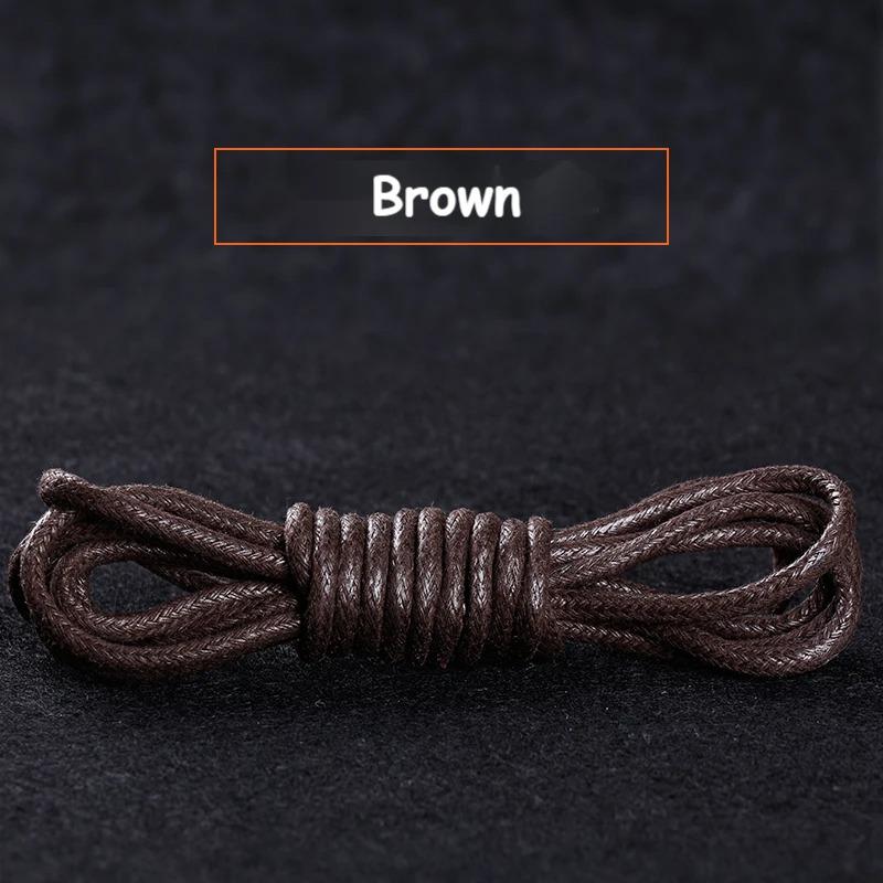 1Pair Cotton Waxed Shoelaces Men's Black Waxing Business Leather Shoelaces Boots Leather Boots Round Shoe Rope Linen Fine Laces