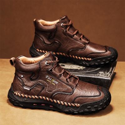 Buty Męskie Zimowe Buty Śniegowce Skórzane Botki Outdoorowe Buty Turystyczne Retro Moda Codzienne Ręcznie Robione Buty Wysokie