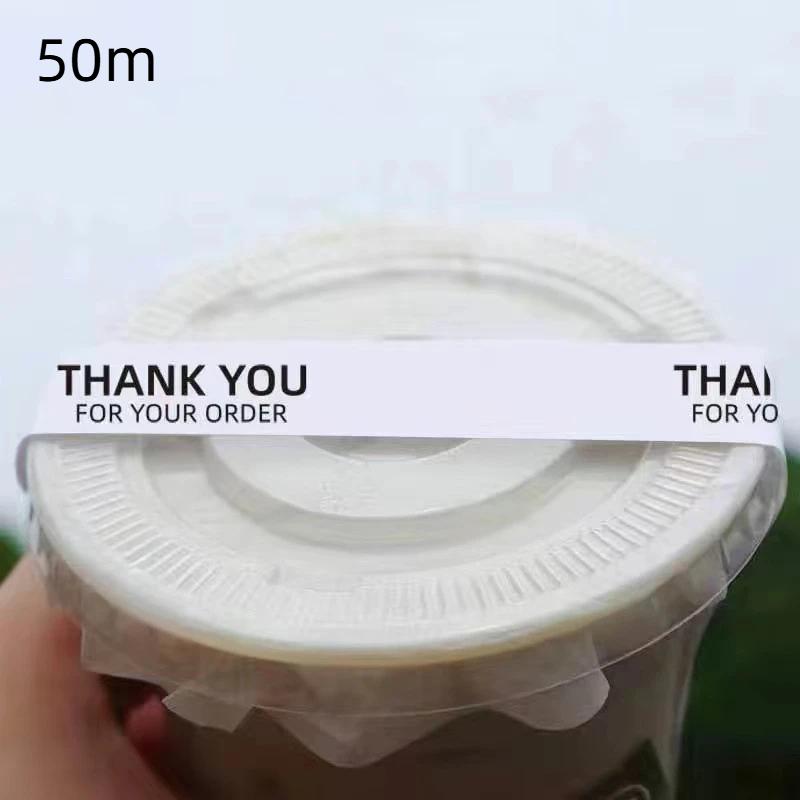 Shipping Lable Tape Take-Out Sticker Thank You White Color Baking Bottle Coffe Cup Seal Adhesive Stickers Packaging Tape