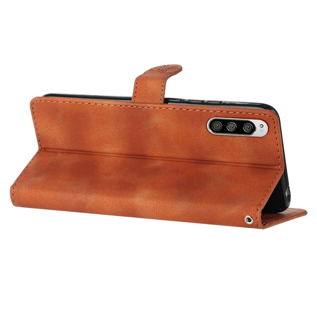 Flower Imprint Leather Case for Sony Xperia 5,Wallet Stand Mobile Phone Protective Cover