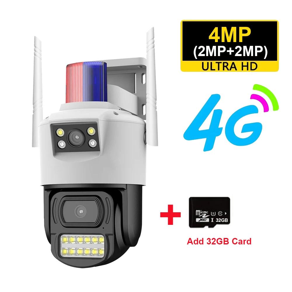 Nieuwe 4G Camera Sim-kaart 4K 8MP Dual Lens WIFI IP Camera Buiten IP66 Waterdichte Tweeweg audio AI Human Track Beveiliging