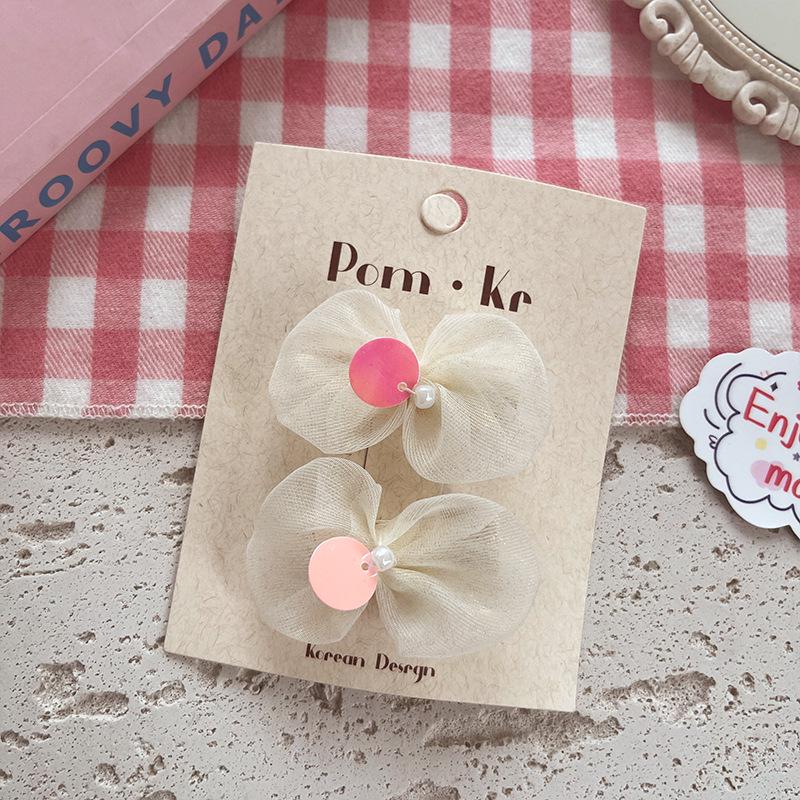 Milk White Pearl Bow Hair Clip - Small Princess Hair Accessory for Children and Babies