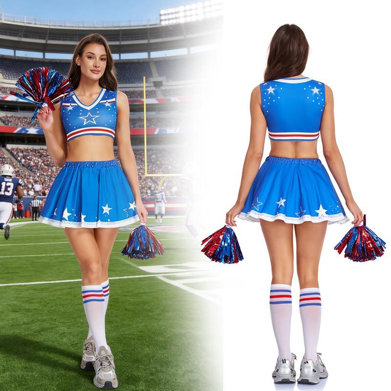 Halloween Cheerleader Costume Set With Polyester Fabric For Cosplay And Themed Events