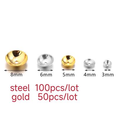 50-100pcs/lot Stainless Steel Round Bead Caps Pearl Base Tray Spacer Beads For Jewelry Making DIY Accessories Bracelets Necklace