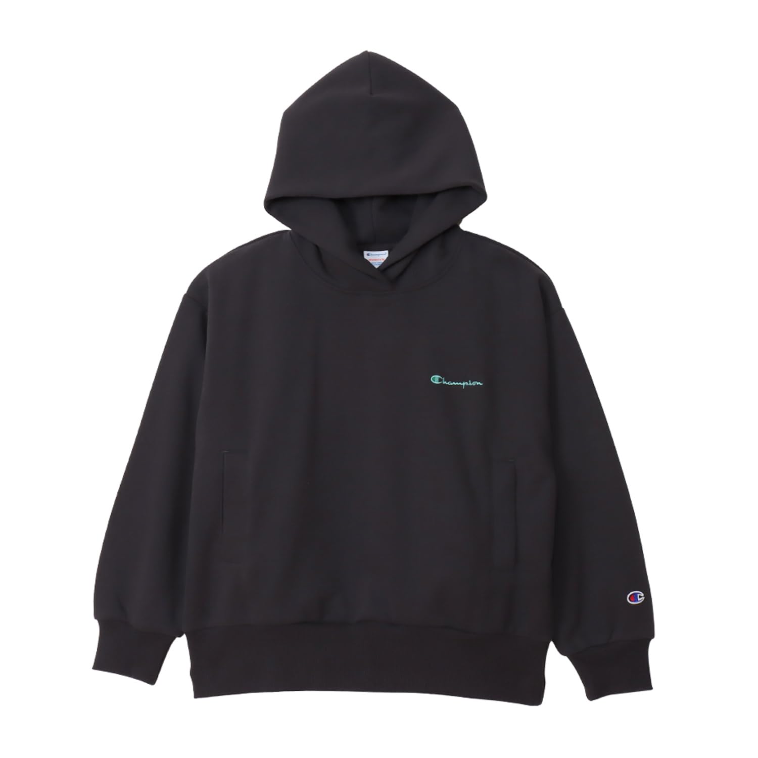 

Champion RelaxFit Script Logo Hooded Long Off Women s Sweatshirt, Sleeve, Fleece, Black, CW-A104