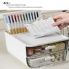 Large Capacity Multifunctional Desk Organizer With 2 Transparent Drawers, Desktop Office Supplies Storage Pen Holder For School
