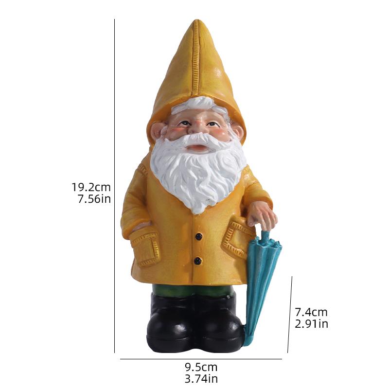 Gartenzwerg Statue, Gelber Zwerg mit Schirm, Outdoor Landschaftsdekoration, Garten-, Hof- und Rasendekor