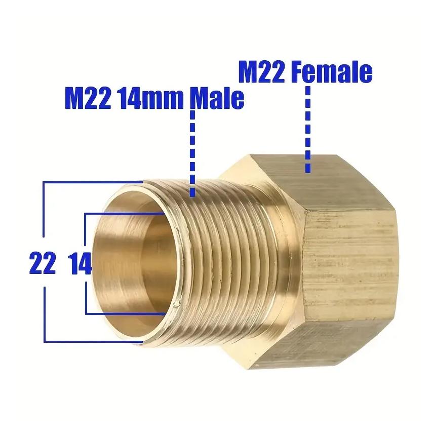 Pressure Washer Coupler M22 14/15mm Male Thread To M22 Female Brass Fitting Hose To Hose Connection Metric Pipe To Gun Adapter