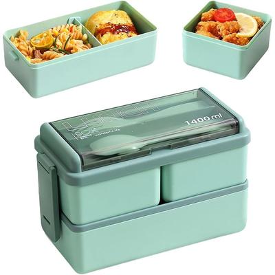 Portable Lunch Box Double Layer Dinnerware Set Hot Food Storage Container Students