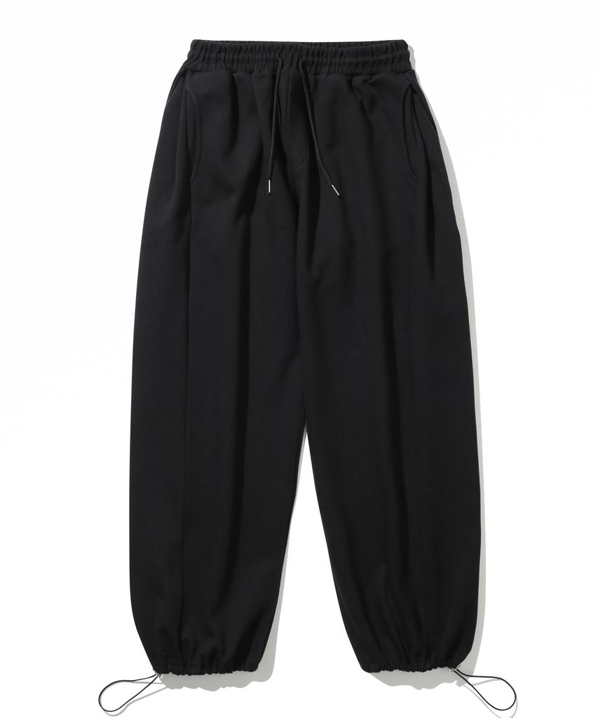 BASEMOMENT Side Tuck Wide Sweatpants Black