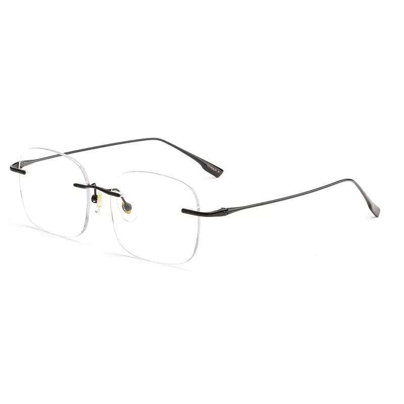 Ultra-light Frameless Titanium Frame, New Style Pure Desire Plain Style Square Frame Myopia Glasses Frame Can Be Equipped with Anti-blue Light