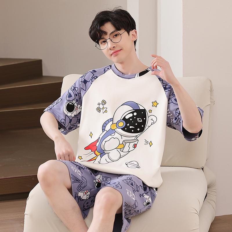 

Летняя мужская пижама с симпатичным мультяшным принтом, топы с короткими рукавами и шорты, одежда для сна, домашняя одежда для студентов, комплект из двух предметов, одежда для сна для мальчиков, домашняя одежда для мужчин 4XL