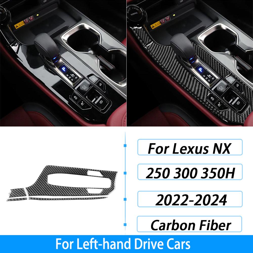 For Lexus NX 250 300 350H 2022-2024 Carbon Fiber Gear Shift Knob Both Side Panel Trim Cover Car Interior Accessories Sticker