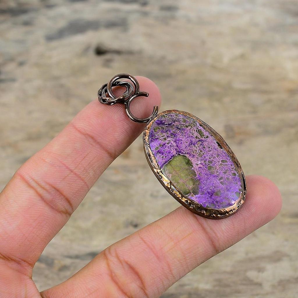 Purpurite Pendant Electroformed Copper Pendant Handmade Pendant Electroformed Jewelry Natural Gemstone Pendant Gift For Women Copper Jewelry