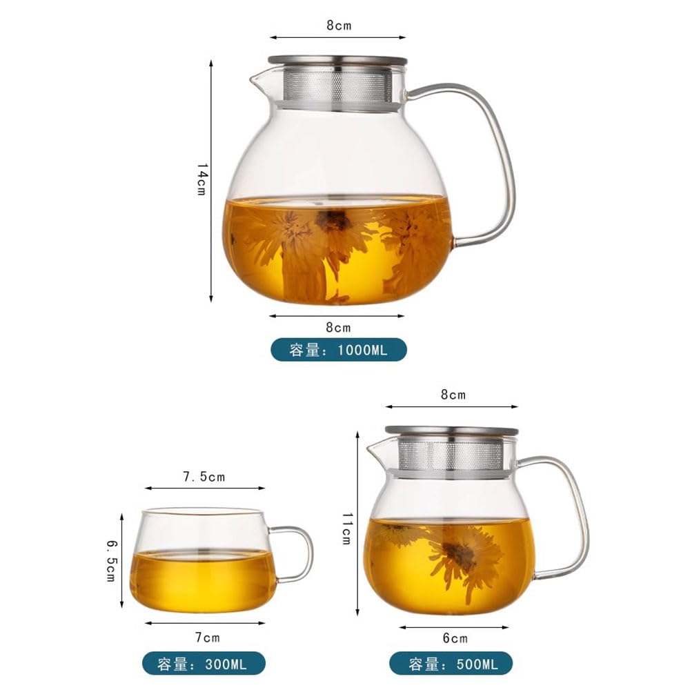 Nishida Teapot & Mugs (2 or 4-Piece Set), Heat-Resistant Glass with Strainer, Dishwasher Safe, Stylish, Simple, Nordic Design, Gift, Pitcher, Water