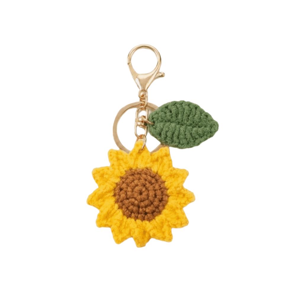 With Rope Crochet Sunflower Pendant Fabric Bag Lanyard Charm Cute Knitted Keychain Daily