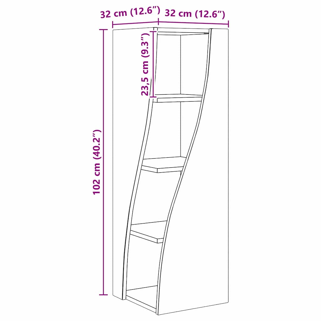 Corner Cabinet Sonoma Oak Finish 32 X 32 X 102 Cm Particleboard