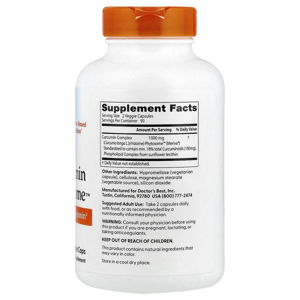 Doctor's Best Curcumin Phytosome, 1,000Mg, 180 Veggie Caps (500Mg Per Capsule)