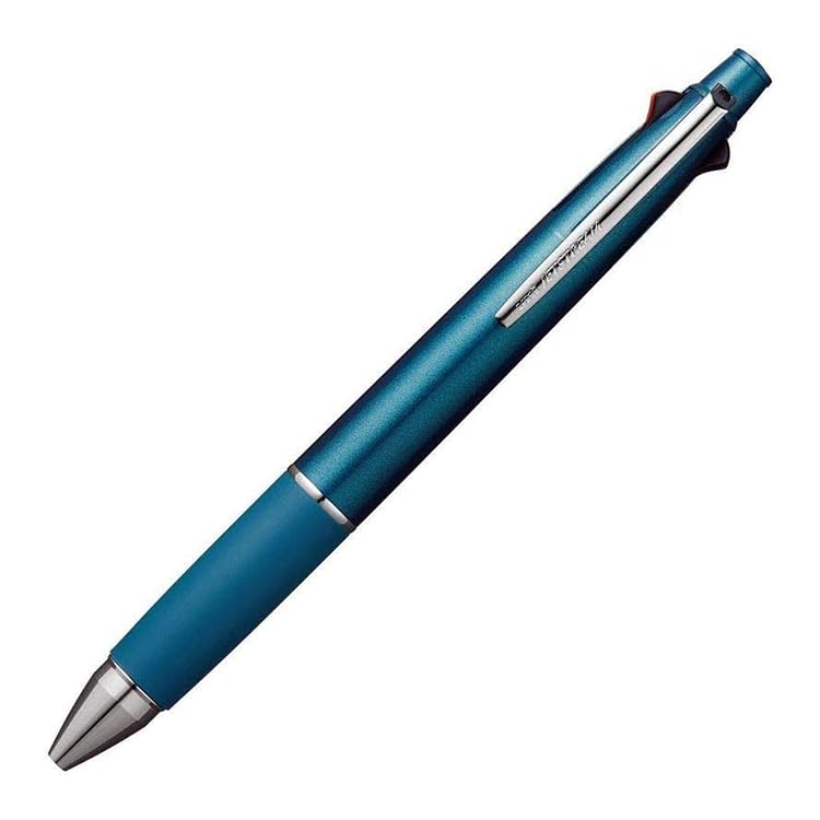 Mitsubishi Pencil Pen Jetstream Set Blue Refills SXR8005K Original Logo Sticker Multi-Function 4&1 (Teal MSXE5-1000 0.5mm) + 4-Color (Black, Red,