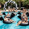 Inflatable Pool Float Creative Bat Wings Decor Black Thickened PVC Swim Ring