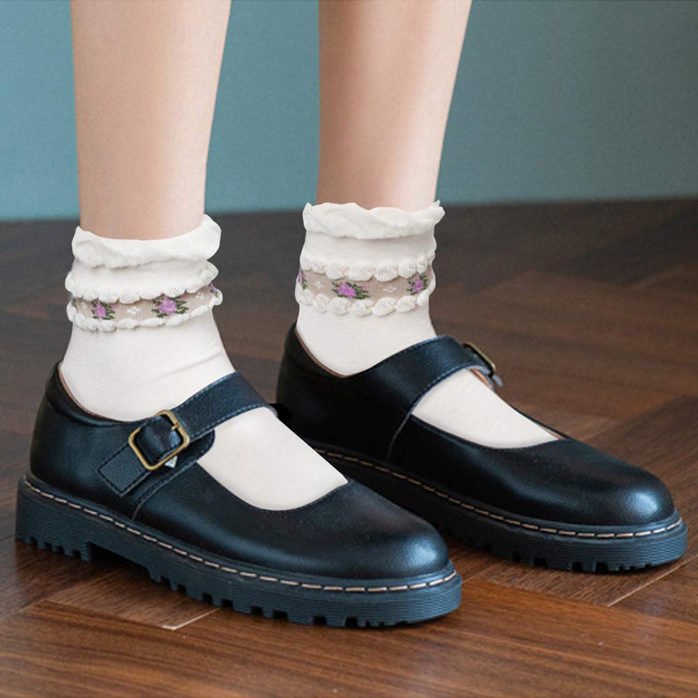 DAMILY Socks for Spring and Stylish Floral Print Cotton Crew Cute and Loose Warm and Sports and Ankle Sizes Perfect for Day Gift Women's Summer,