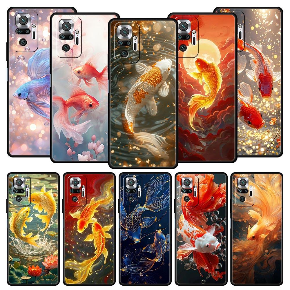 Goldfish Swimming Phone Case Cover for Redmi 14C 10C Note 15 14 13 12 10 11 K40 Pro Plus 5G Soft TPU Shockproof Shell Capas Bags