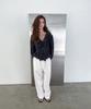 Poeteuseoul Voluminous Blouse_Check Navy