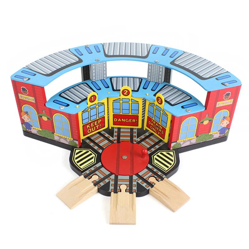 Wooden Track Magnetic Train Toy Wooden Track Scene Accessories Garage Parking Combination Assembled Children's Toys PD53