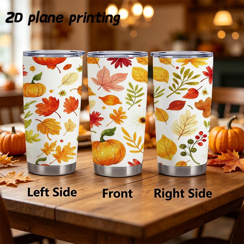 591ml Car Tumbler Autumn maple leaf elements Straw Cup Hot Cold Cup Leakproof Tumbler Gift Cup Stainless Steel Tumbler