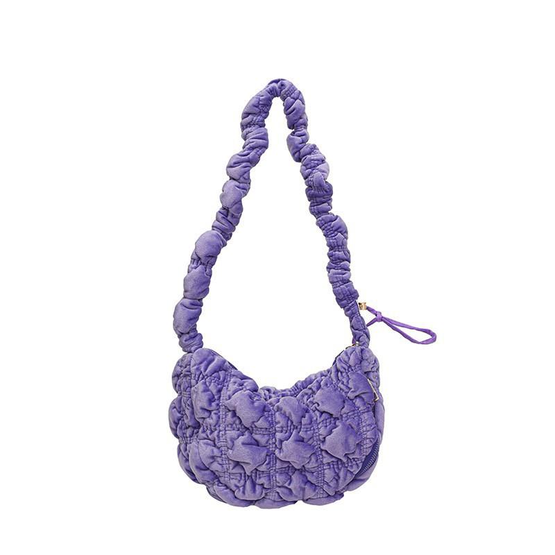 Folled Cloud Bag Women 2025 New Style Korean Simple Casual Dumpling All-matching Single-shoulder Slung Plush Puffs