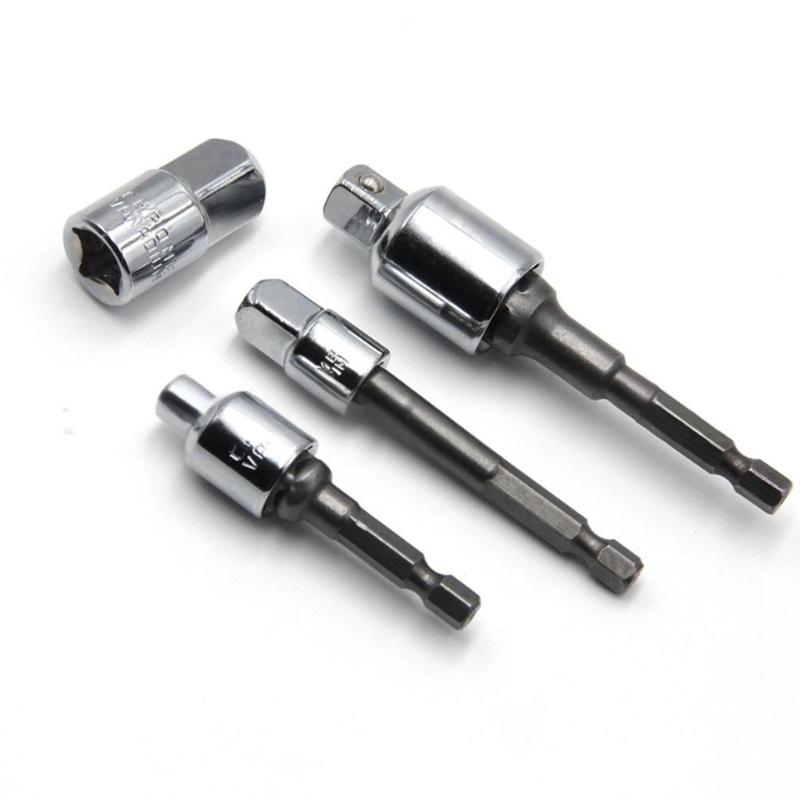 Steel Reduction Socket Adapter 4 Size Square Socket Adapter Bit Conversion Kit with 3 Extension Rod Professional