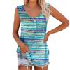 Ladies Printed Stripe Button Sleeveless Casual Tank Top Casual T-Shirt For Womens