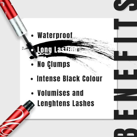 Fashion Colour Platinum Double Head Mascara For Upper & Lower Lashes (10ml) | Volumizing and Lengthening Mascara | 2-in-1 Mascara for Women