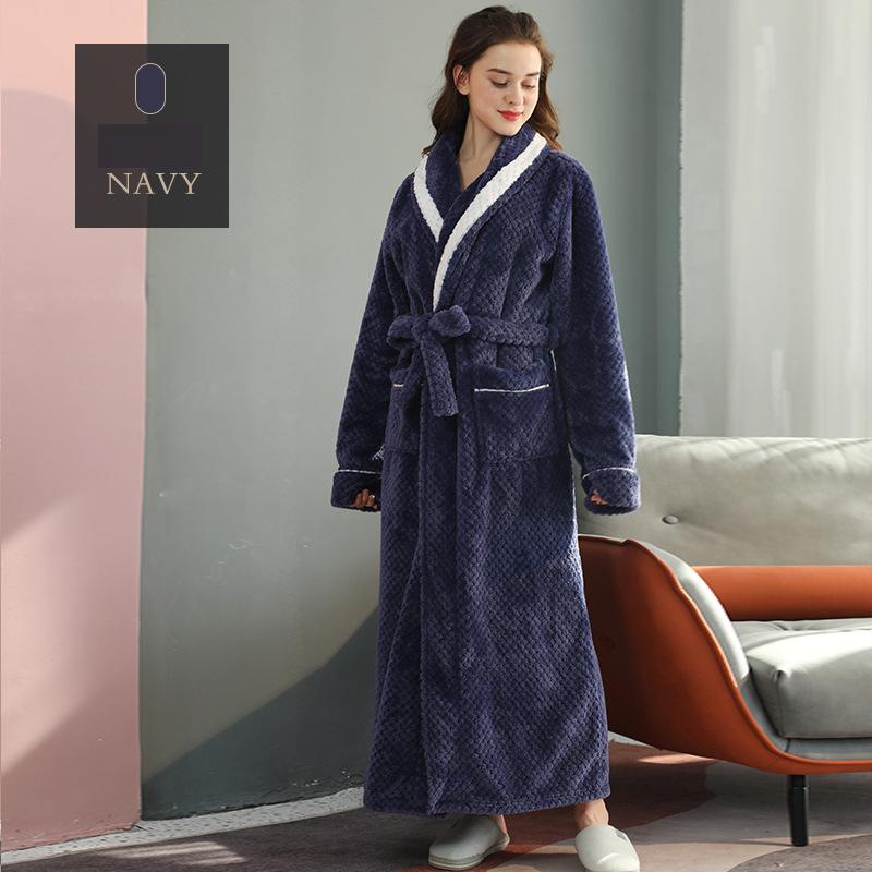 Long Section Thickened Bebe Velvet Couple Robe Female Winter Big Yards Facecloth Bathrobe Fall Fashion Bathrobe Comfortable and Thick Sleepwear Robe