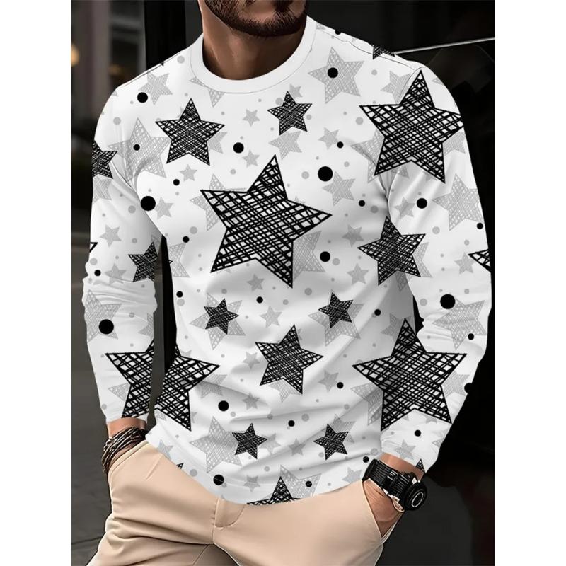 Autumn Men's 3D Printed Crew Neck Long Sleeve T-Shirt
